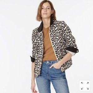 J Crew Barn Jacket Leopard Style AQ249 Waxed Cotton Women's size XS NWT